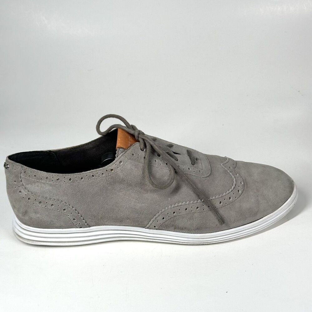 Cole Haan Misha Grand OS Women 10B Gray Suede Oxford II Shoes W05167 Wingtip - Picture 8 of 16